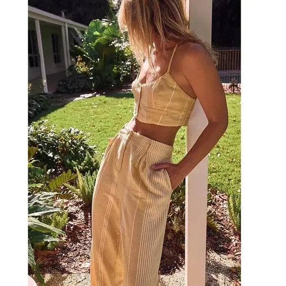 New Free People Casual Friday Set FREE-EST  $128 LARGE  Pampas Combo STRIPED - Picture 5 of 7